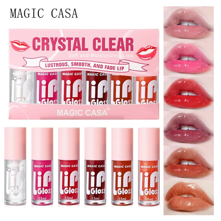 MAGIC CASA 6 pcs/set Small Bottle Gelatin Hydrating Oil For Long-Term Lip Moisturizing Smooth and Sparkling Liquid Hydrating For Lip