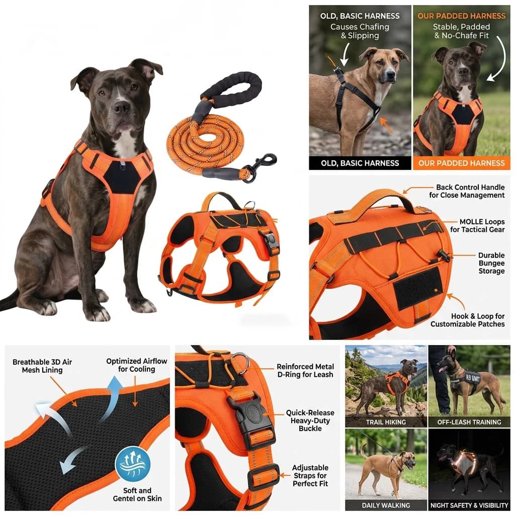 New Reflective Tactical Dog Harness No Pull Adjustable Vest Explosion Proof Durable Pet Chest Strap For Small Medium Large Dogs