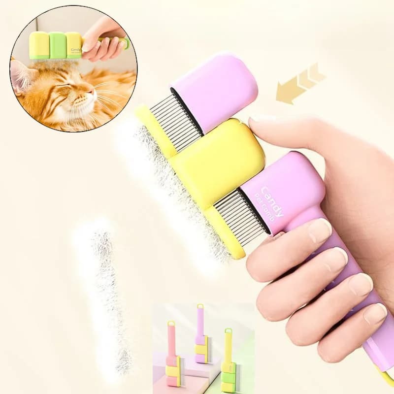 One-Click Cat Grooming Massage Brush Pet Dog Hair Removal Comb Self-cleaning Cat Brush Durable Kitten Comb Pet Accessories