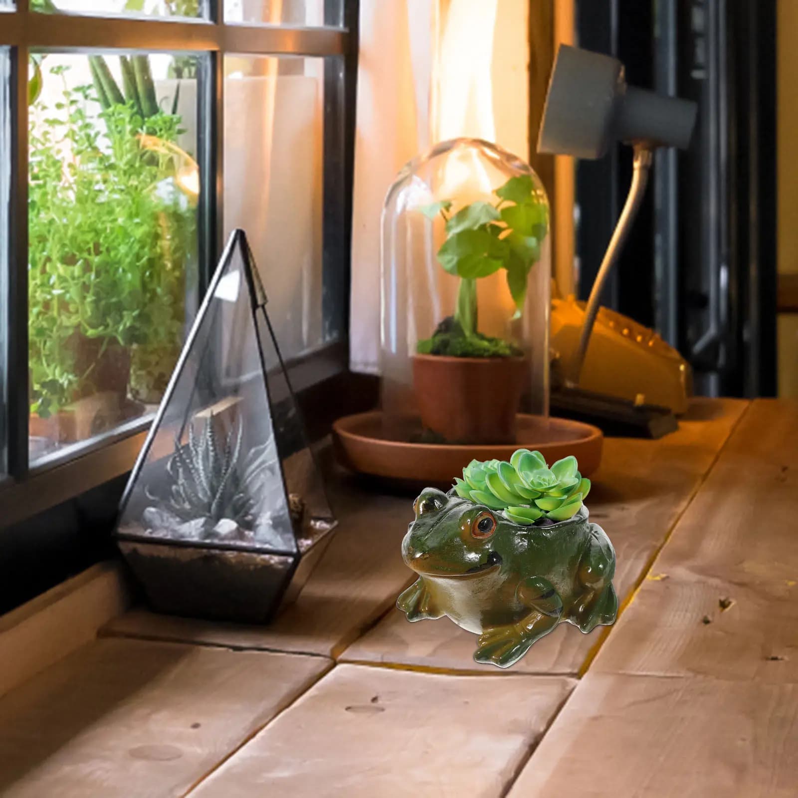 Adorable Frog Themed Cartoon Flower Pot Indoor Outdoor Planter Small Plant Container Desktop Ornament Garden Decoration