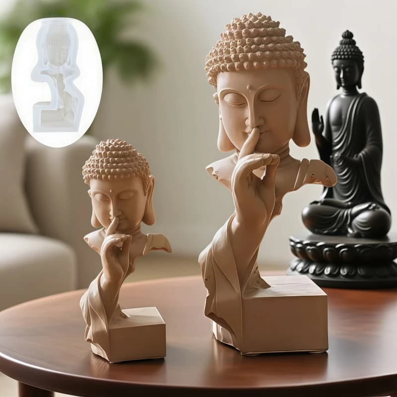 Stampo in silicone a forma di statua di Buddha con occhi chiusi per candele, stampo in resina di Buddha Maitreya, stampo per monaci buddisti per preghiere di benedizione