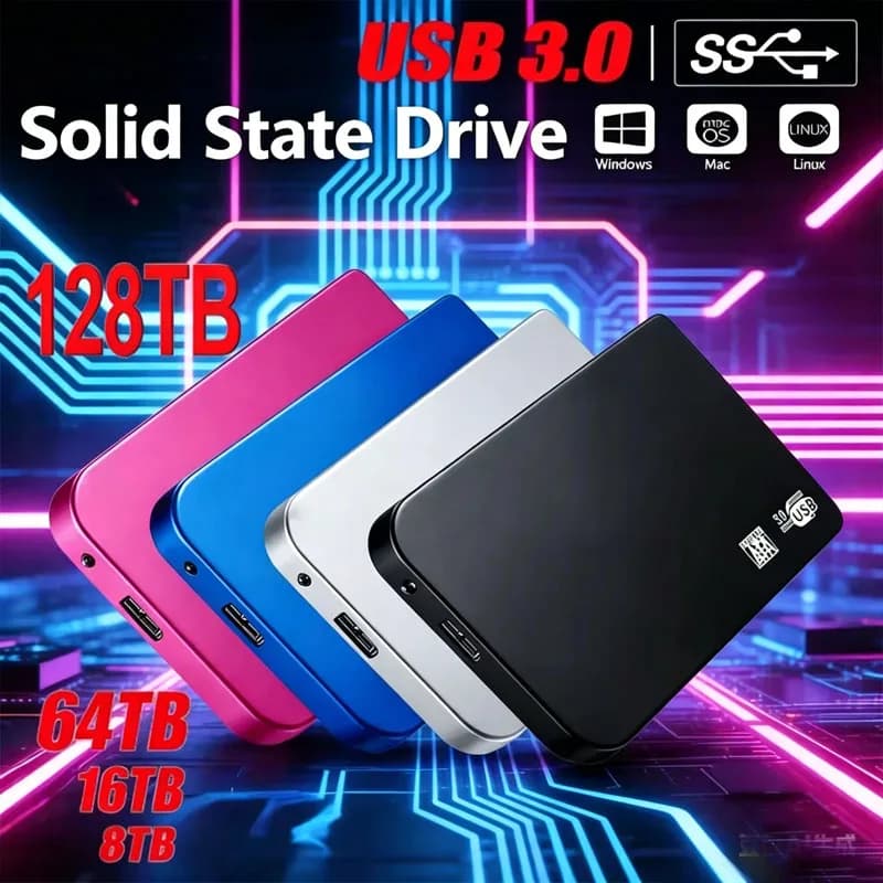 128TB SSD High-speed SSD USB 3.0 Enclosure Mobile Hard Drive Cases for SSD External Storage HDD Box With USB3.0 Cable ABS