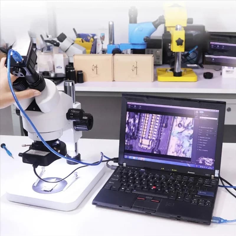 ABGE-Camera digitale industriale Microscopio USB 2.0 con attacco C da 5 MP CMOS Oculare 0,5X Adattatore da 23,2 mm con anello da 30/30,5 mm