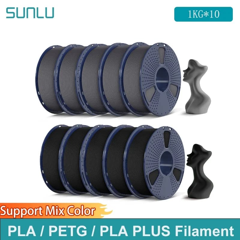 SUNLU 10KG 3D PLA/PETG/PLA PLUS/Clear Filament 1.75mm 10Roll 1KG Printer Neatly Wound 3D Filament for 3D Printer & 3D Pen