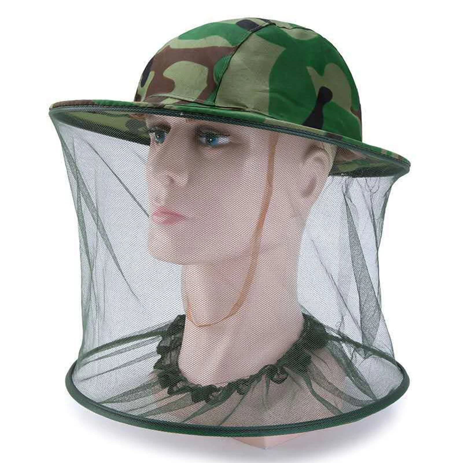 Anti-slip mesh fishing caps Mosquito Head Net Camouflage Bee Veil Hat Outdoor face cover Sun protection for beekeeping Hiking