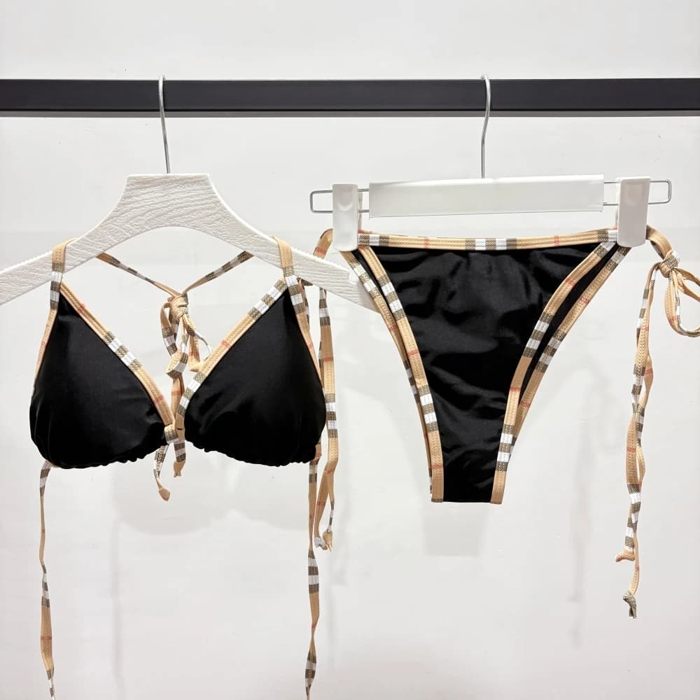 Beach Swimwear Elastic Waist with Sexy Black Printing Luxury Brand Design Set 2 Pieces Women's Swimwear Holiday Beach Swimwear