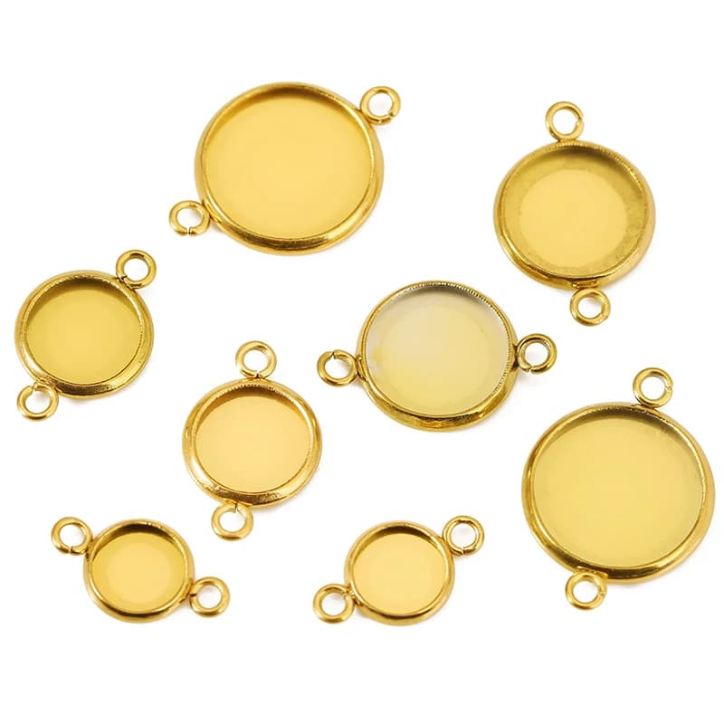 20 Pezzi Base per Ciondoli e Bracciali in Acciaio Inossidabile Che Non Sbiadisce, con Supporti per Cabochon e Cammeo da 6, 8, 10, 12 mm, per Creazione Gioielli