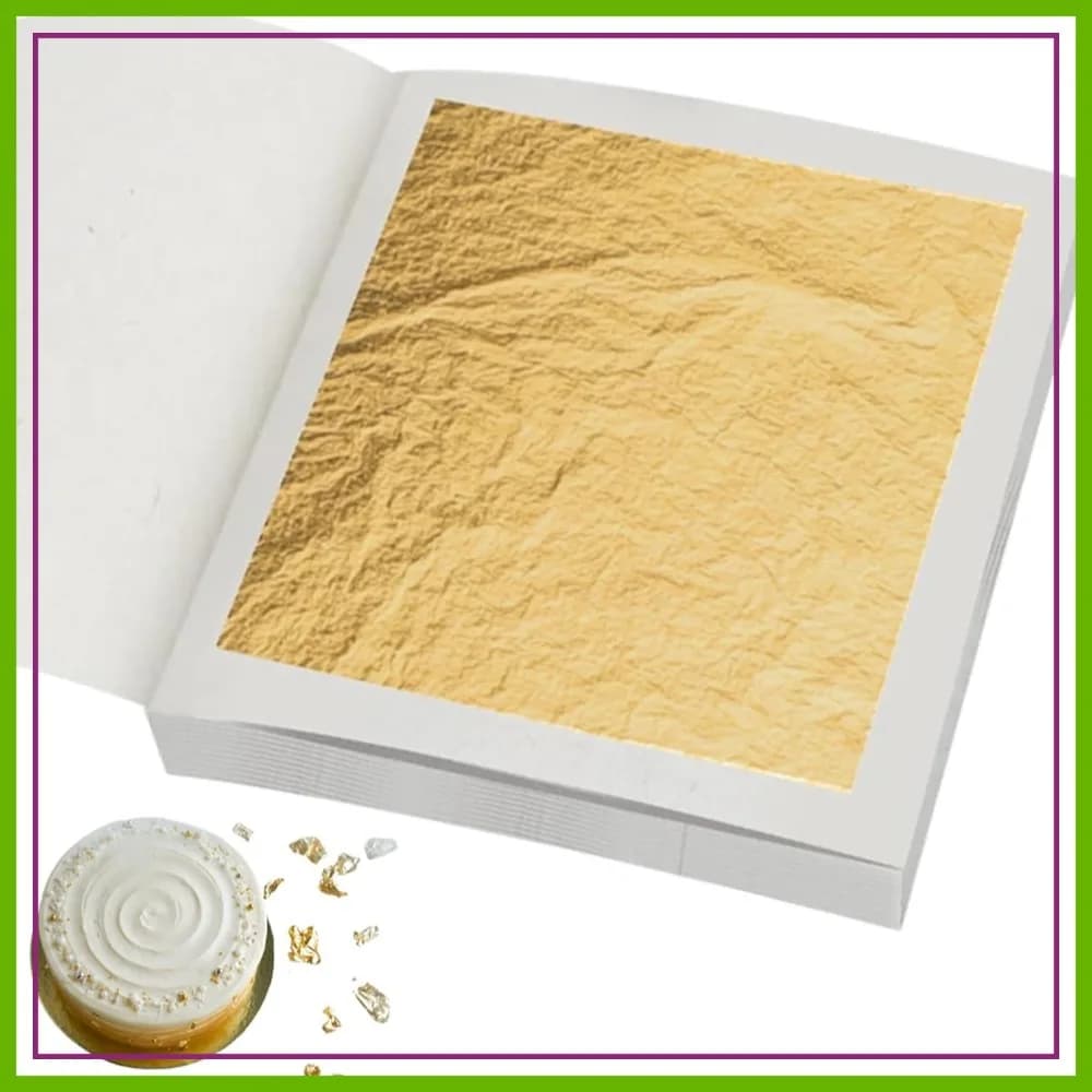 Foglie d'oro commestibili, 1,7 x 1,7 pollici, confezione da 10 per torte, dessert, arte e artigianato, maschere per il viso, nail art