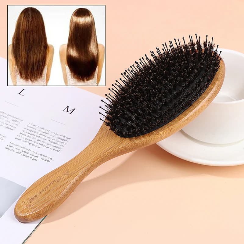 Brush for Hair with Handle in Wood and Boiler Sets, Peaches for Barba, Districant and Smooth
