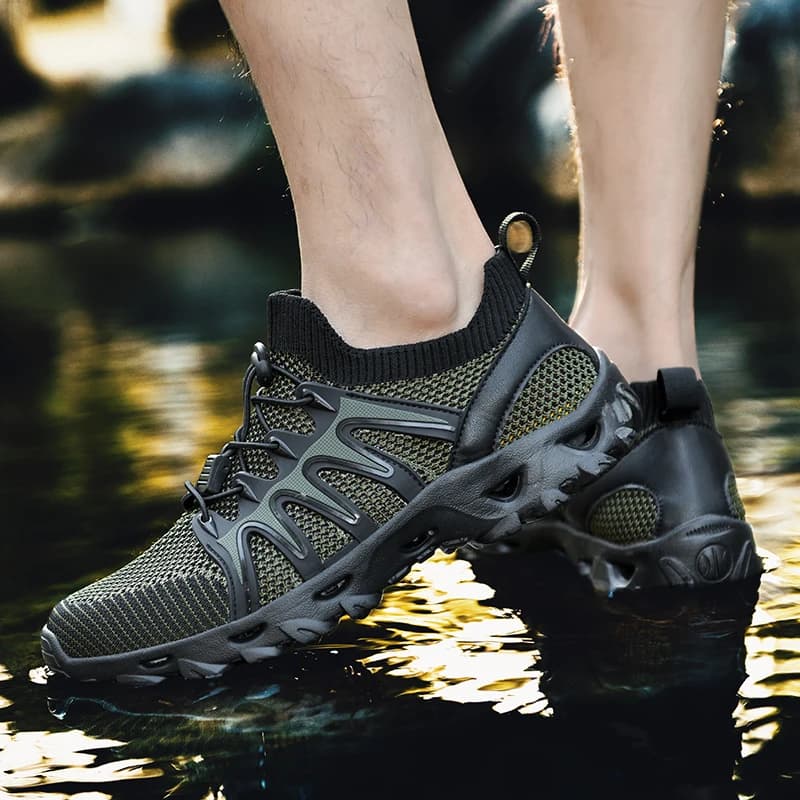Scarpe da trekking impermeabili da uomo Suola antiscivolo Rock Grip Scarpa da esterno ad asciugatura rapida Scarpe da trekking con supporto per caviglia con superficie antiscivolo