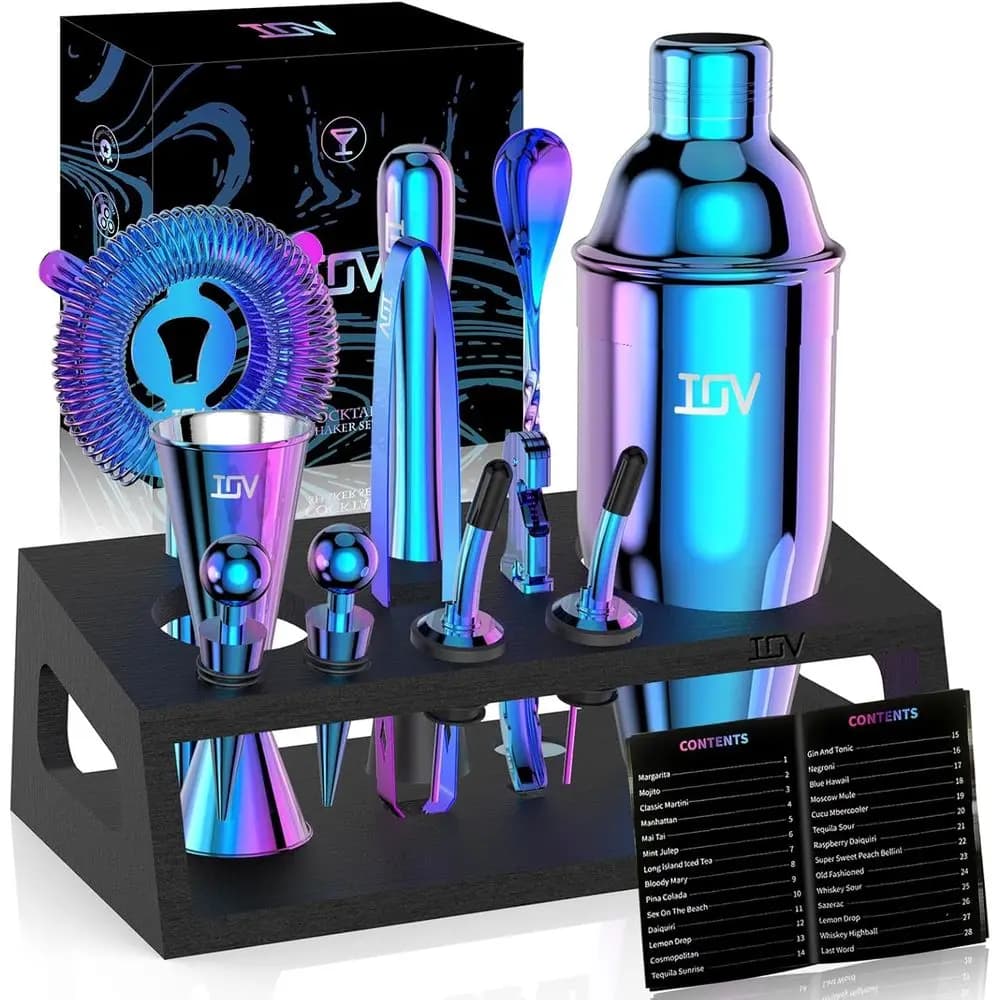 Set da Cocktail 12 Pezzi | Kit di Miscelazione da 24oz con Supporto | Utensili da Bar e Libretto di Ricette | Regalo perfetto per l'inaugurazione della casa