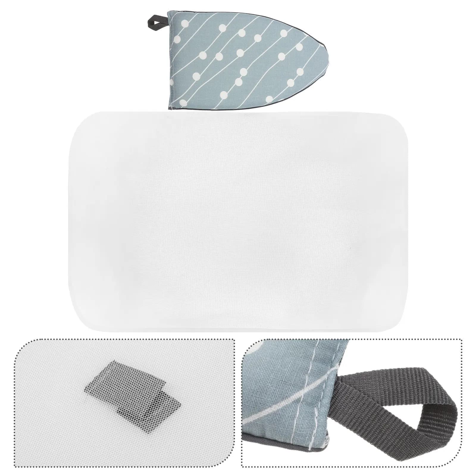 Set Mini Asse da Stiro Pieghevole con Tappetino per Stiratura a Vapore Portatile con Rete Isolante Resistente al Calore e Guanto per Stiratura a Vapore