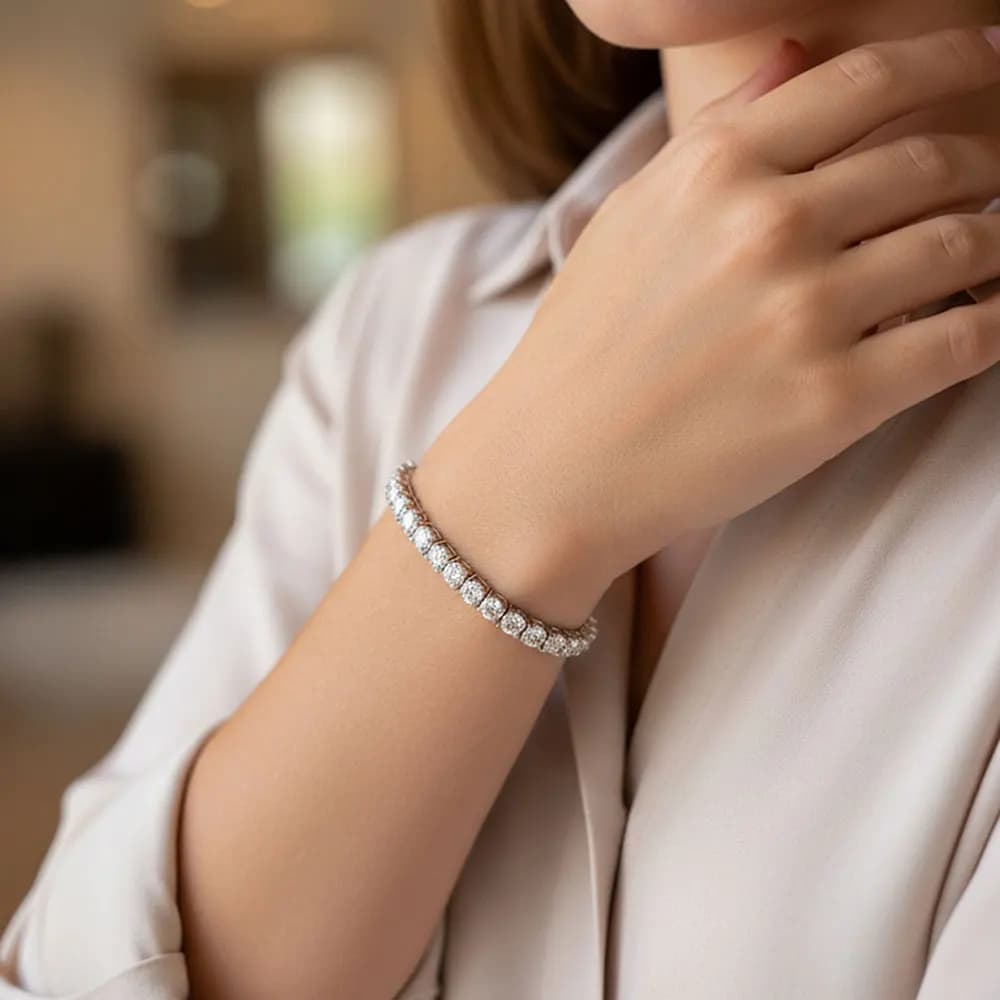 ESKEEM Bracciale Tennis Iced Out in Ottone con Moissanite/Zirconia Cubica per Uomo Donna, Larghezza 3/4/5mm, Catena Tennis, Dropshipping