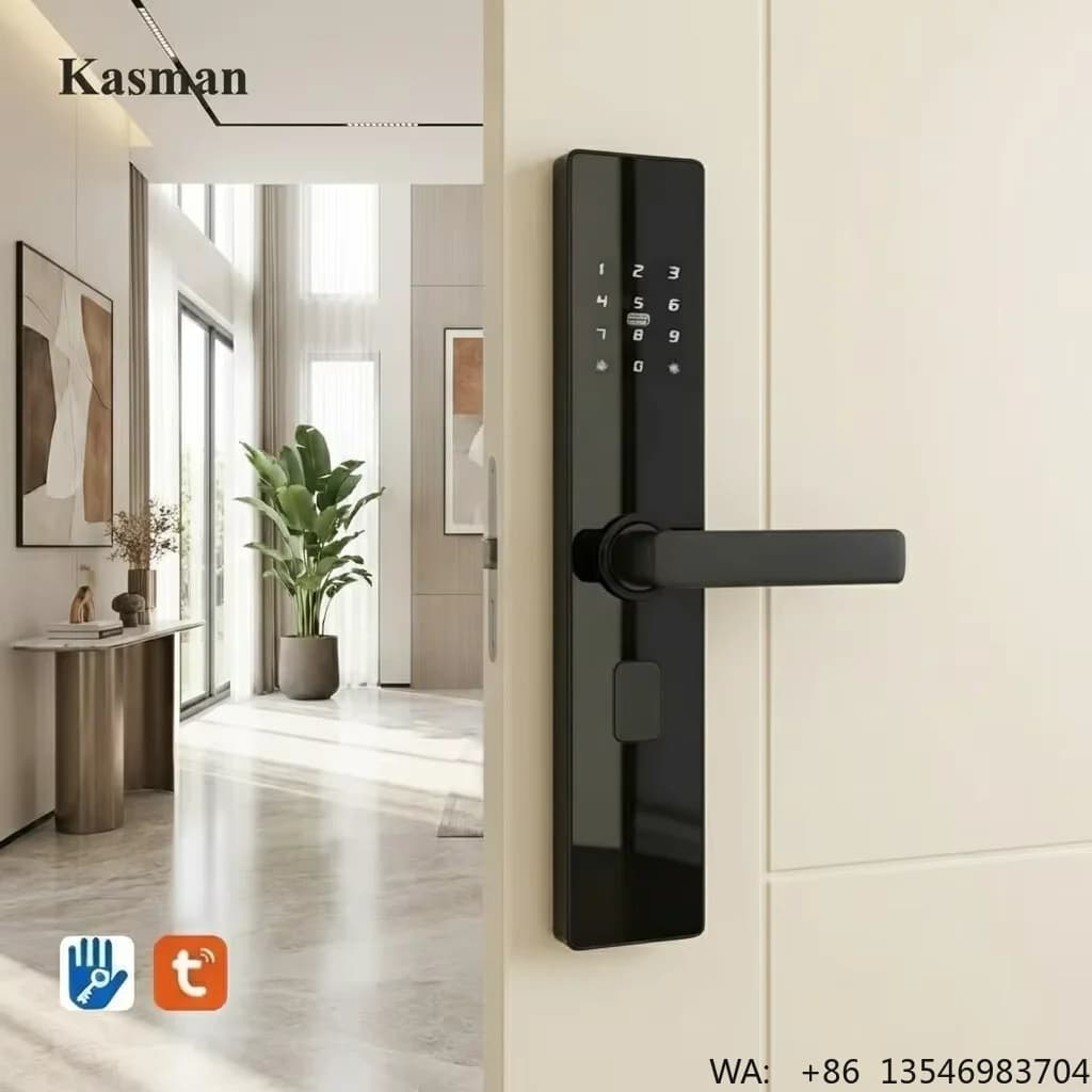 Kasman SOURCE PRICE Maniglia Intelligente per Porta in Legno con Serratura Digitale Tuya Zigbee e Lettore di Schede