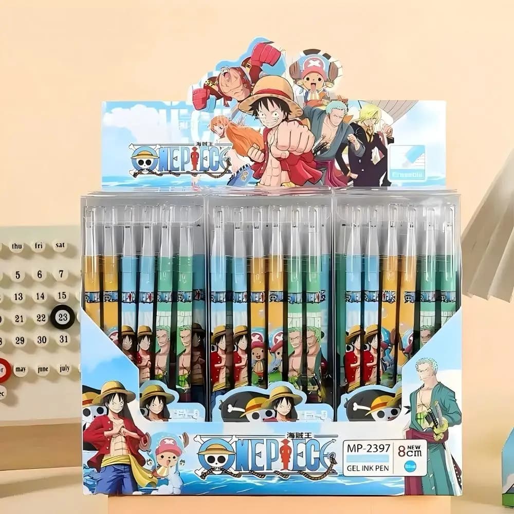 6/12/24 Pezzi Penne Cancellabili Blu Anime One Piece per Studenti, Esami, Giochi, Personaggi dei Cartoni Animati, Cancelleria, Materiale Scolastico, Regali
