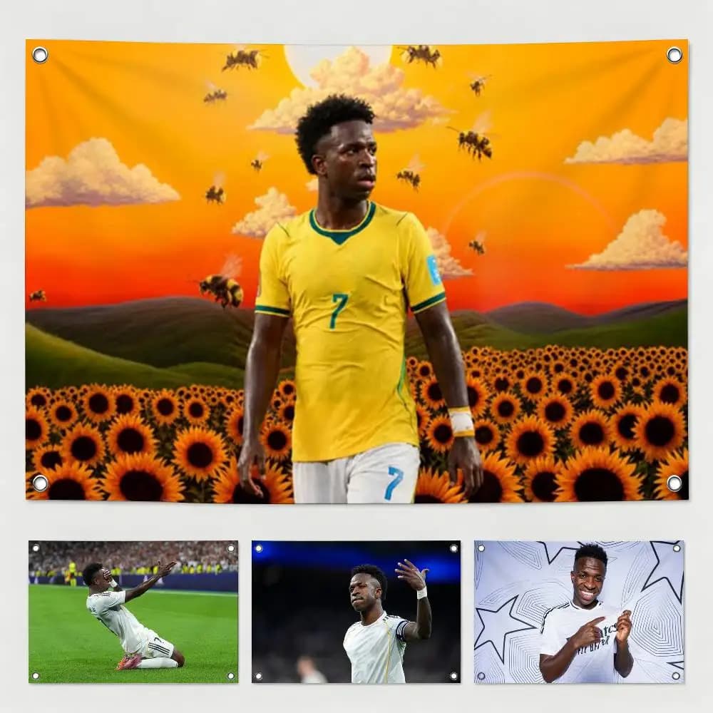 Football star V-Vinicius Jr Flags Wall Hanging Tapestry Outdoor Garage Room Decorative flag Background Blanket