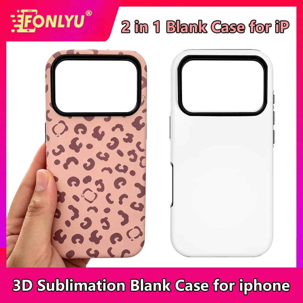 FONLYU 3d Sublimation Blank 2 in 1 Phone Case Shell for iPhone 18 17 16 13 14 15 Pro Max Air Fold Anti Scratch Shockproof Shell