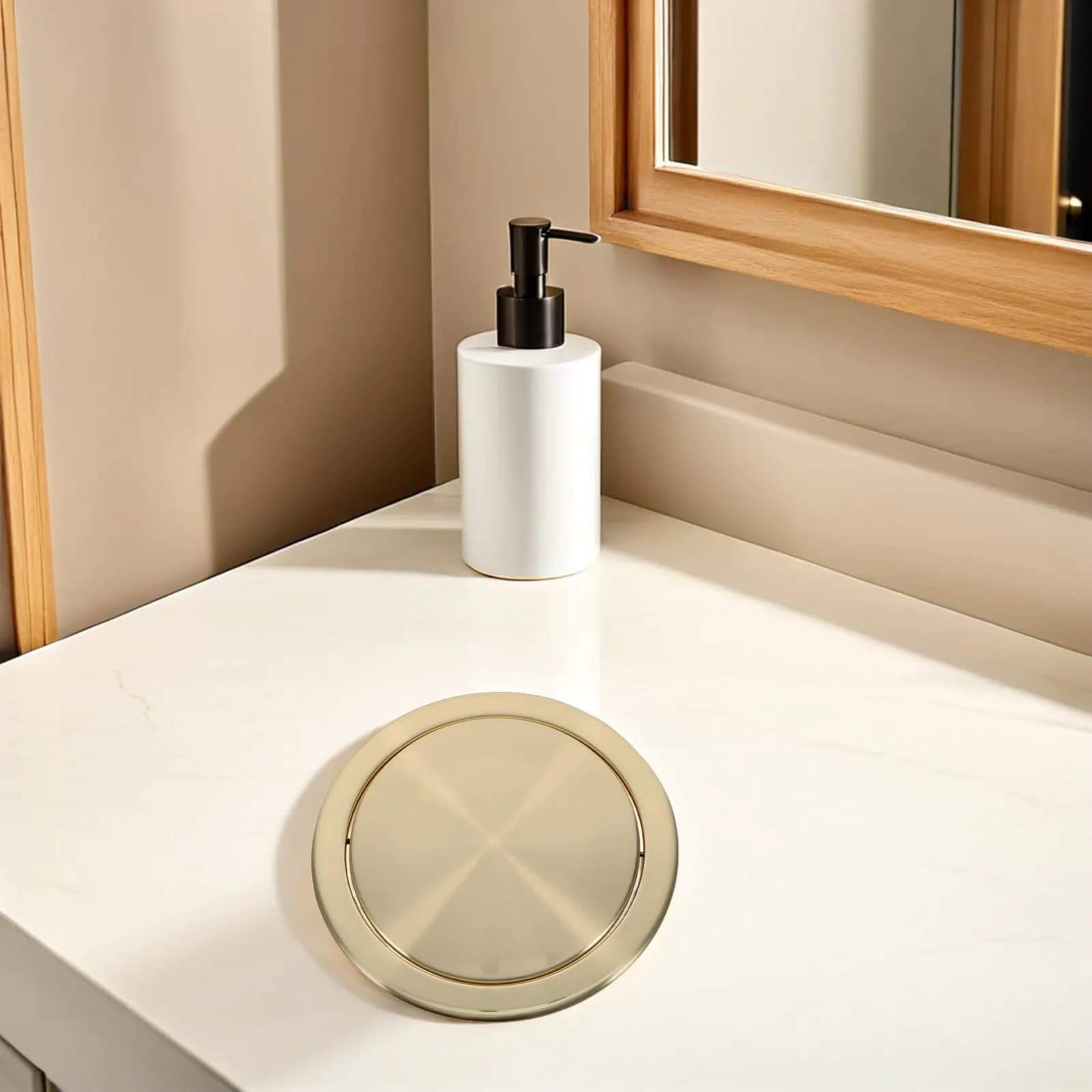 Recessed Stainless Steel Trash Can Lid Drop-in Countertop Swing Flap Cover Odor Sealing Built-in Garbage Bin for Kitchen