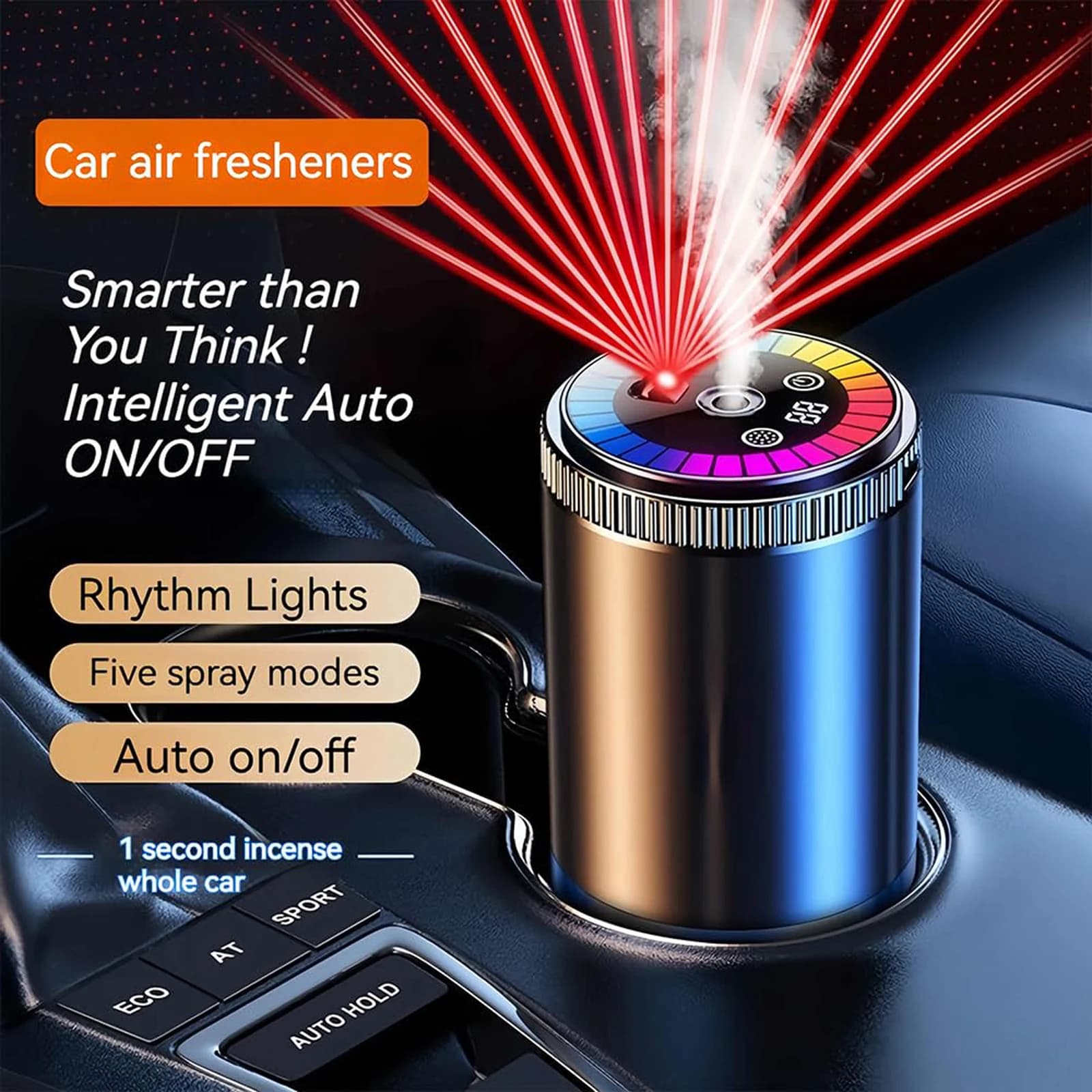 Smart Perfume Diffuser for Cars with Synchronized Lights and Sky Projection, Automatic Switching on/off, Long Duration