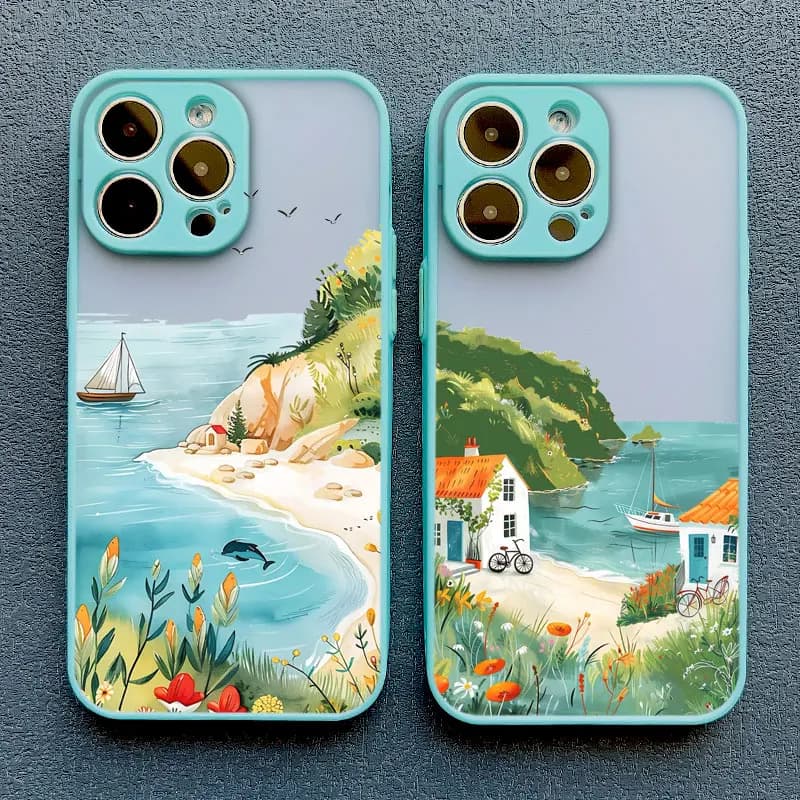 Custodia per telefono modello spiaggia onda paesaggio mare per iPhone 15 16 Pro Max Plus 14 13 12 11 Pro Max Mini XS XR X 7 8 Plus SE2 Cover