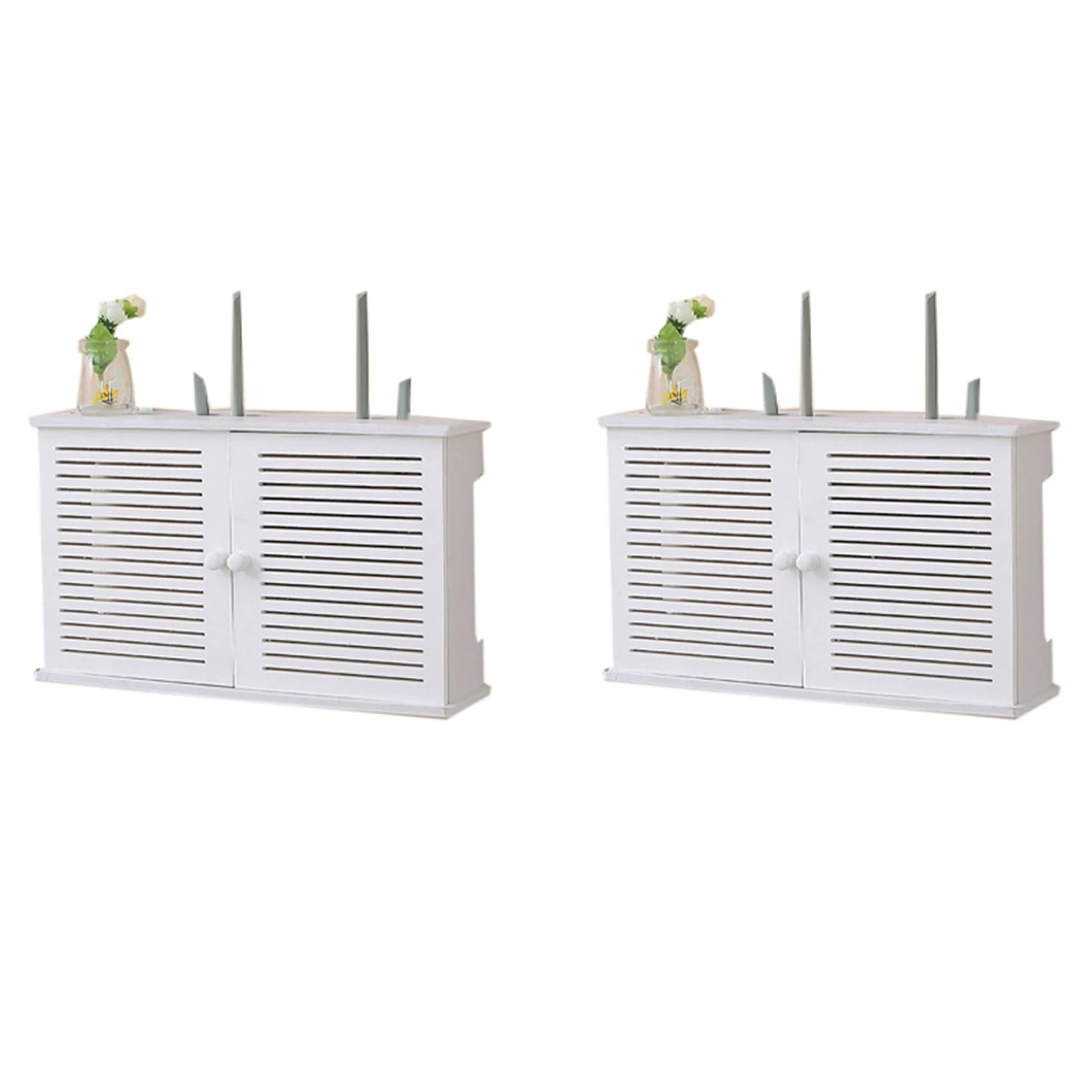 A96K-2X Wireless Wifi Router Storage Boxes Wooden Box Cable Power Plus Wire Bracket Wall Hanging Plug Board Shelf