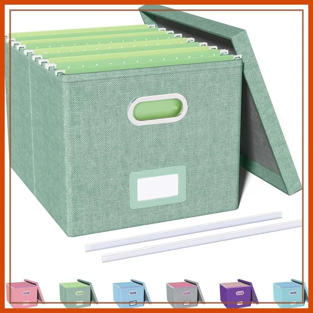 Scatola portadocumenti portatile con coperchio per cartelle formato lettera, contenitore per ufficio domestico, verde, 1 confezione
