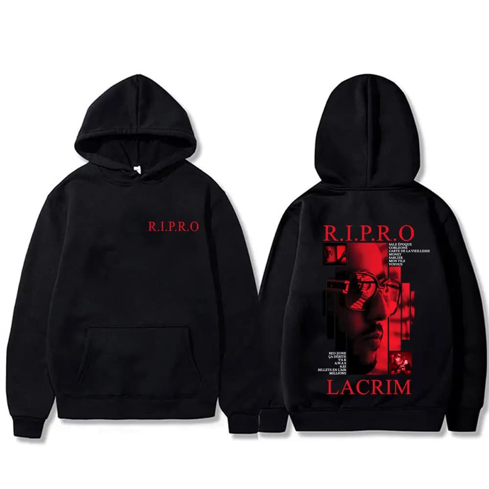 Felpa con Cappuccio del Rapero Lacrim R.I.P.R.O, Abbigliamento Hip Hop alla Moda per Uomo e Donna, Pullover Vintage Casual