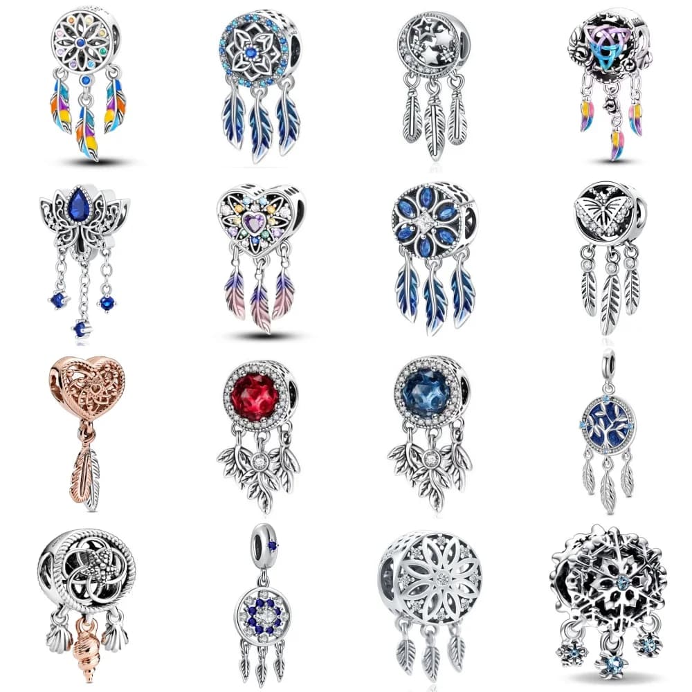 New 925 Silver Sparkling Dream Catcher Charms Pendant Bead Fit Decoration Original Bracelet DIY accessory Jewelry for Women Gift