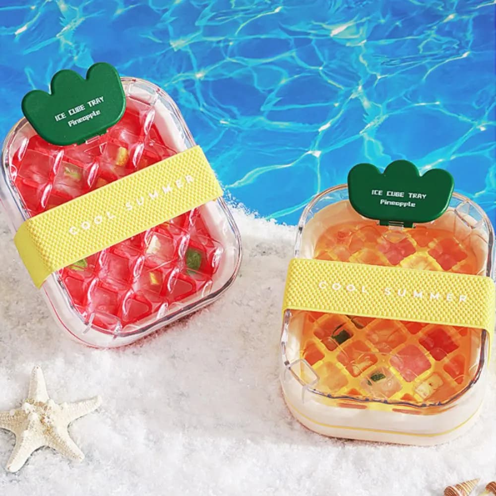 Stampo per Cubetti di Ghiaccio a Pressione a Forma di Frutta Cartone Animato, con Fondo in Silicone, 28 Griglie, per Bevande