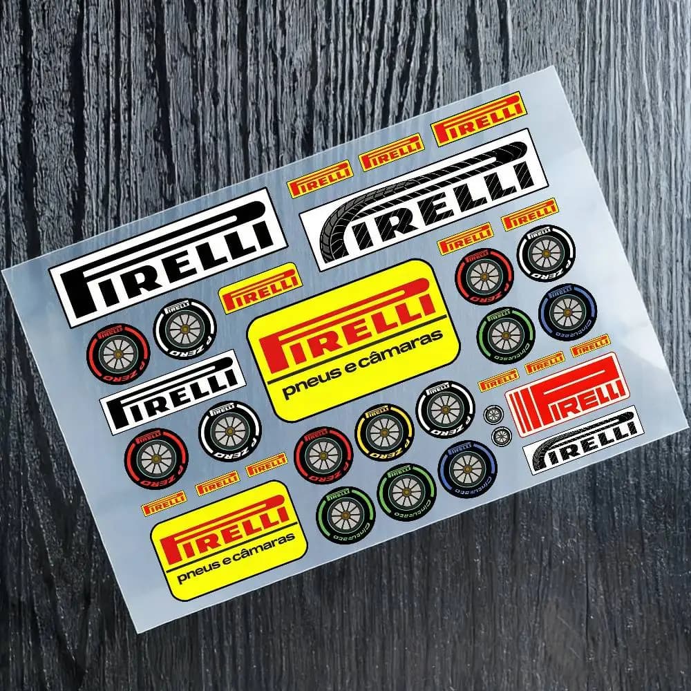 PIRELLI Motorcycle Reflective Stickers, Decalcomanie in Vinile Waterproof for Motorcycle Helmet, Fuel Tank, Bicycle