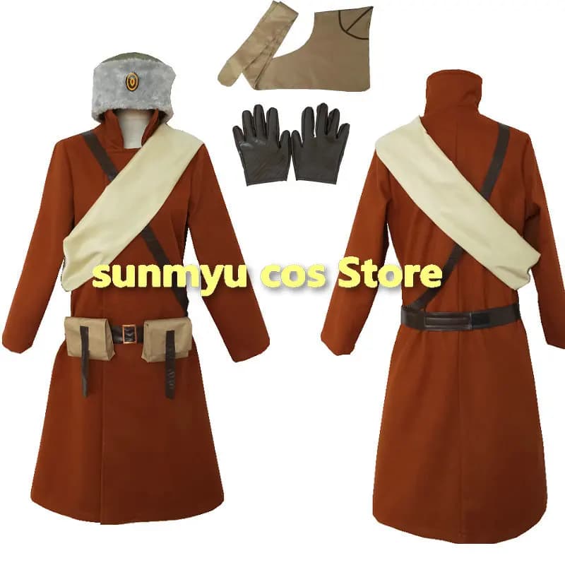 Kamuy Vasily Pavlichenko Golden Cosplay Costume with Hat, Scarf, Gloves, Custom Size