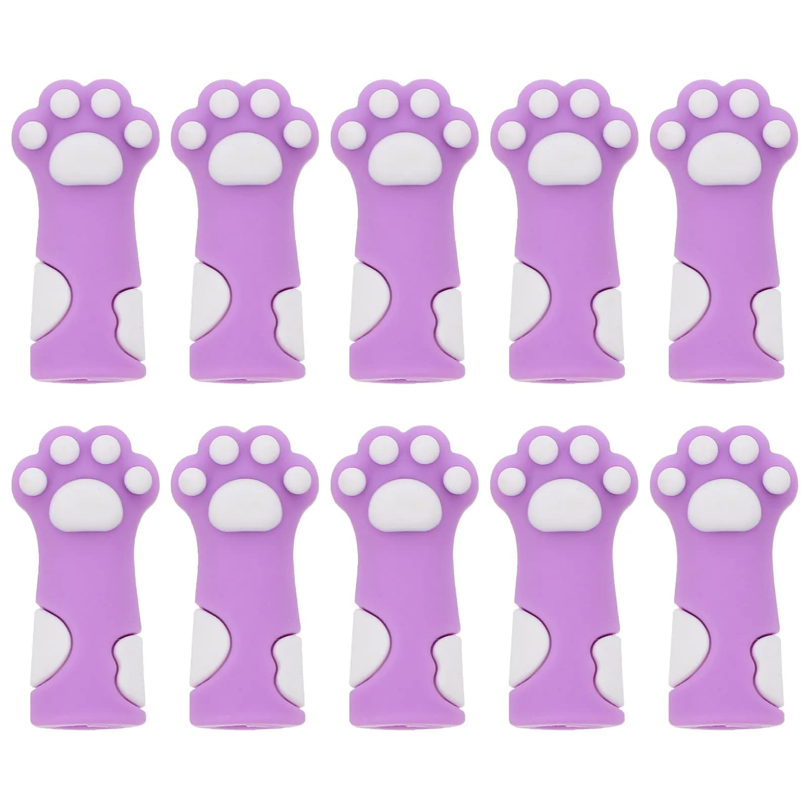 10Pcs Cat Paw Knitting Needle Stopper Soft Silicone Protective Sleeve Cases Manicure Pedicure Tool Cover Nail Cuticle Tweezers