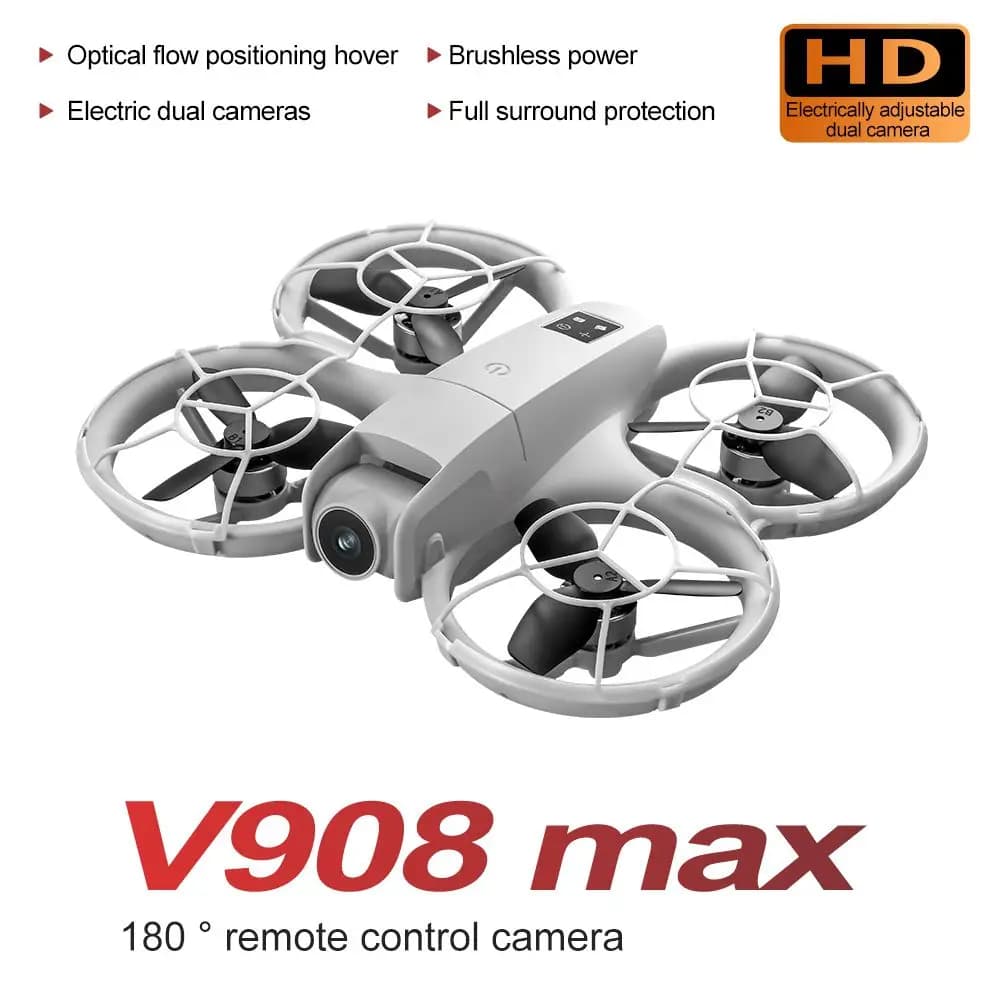 Drone V908MAX - Quadricottero per Esterni Adatto a Principianti e Avanzati, 120 ° Telecamera FPV grandangolare, 360 ° Rotazioni, Inclinazione Motorizzata