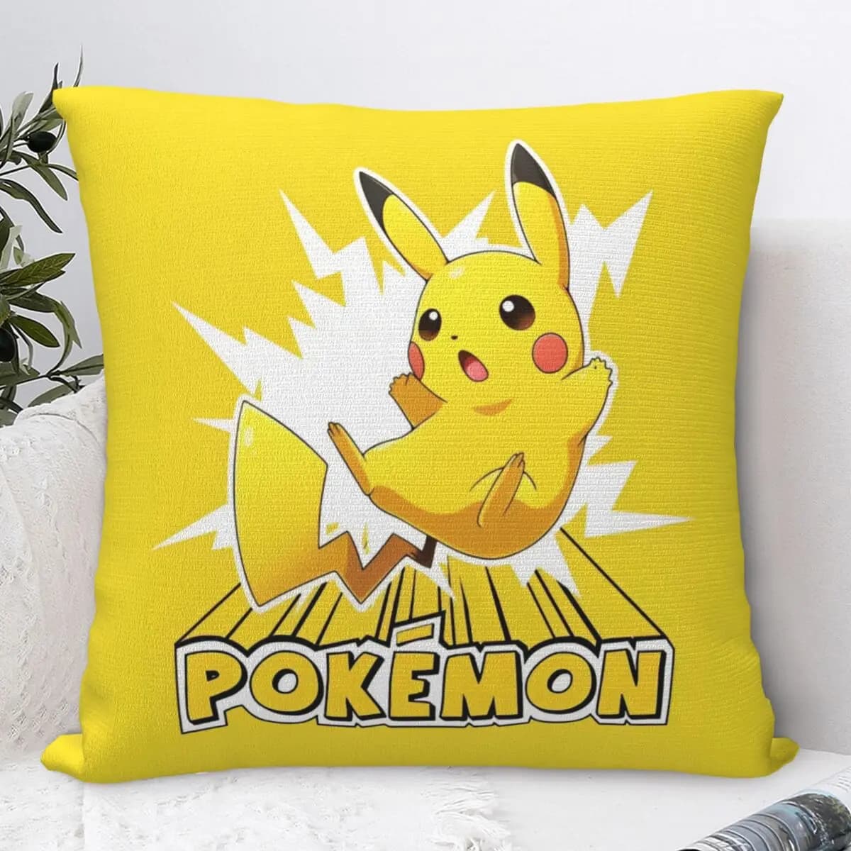 Federe Pikachus Cartoon Stampa carina Divano per la casa Fodera per cuscino Cuscino per auto