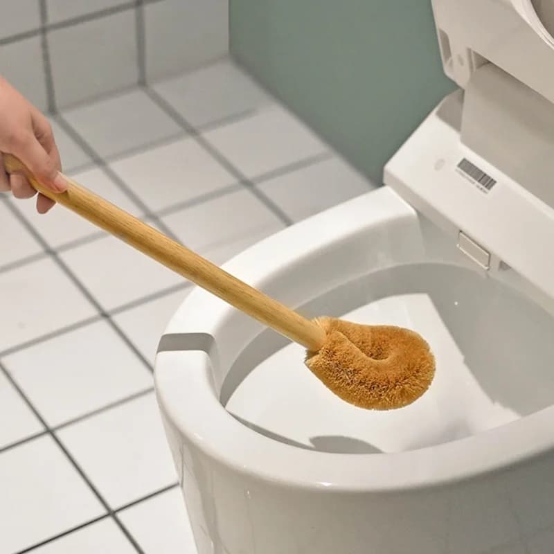 Spazzola per WC C2 Senza Punti Morti, Setole Morbide, Spazzola per WC in Legno, Spazzola per Pulizia WC in Cocco Naturale, Spazzola per Bagno