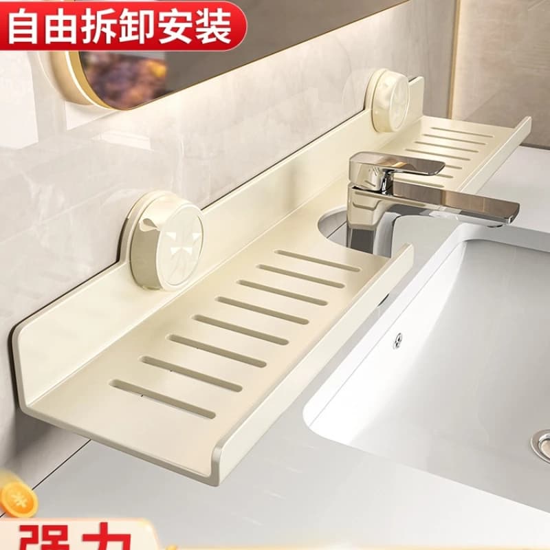 Specchio a ventosa, porta WC anteriore, lavabo da bagno, rubinetto a parete, portaoggetti con punzonatura gratuita