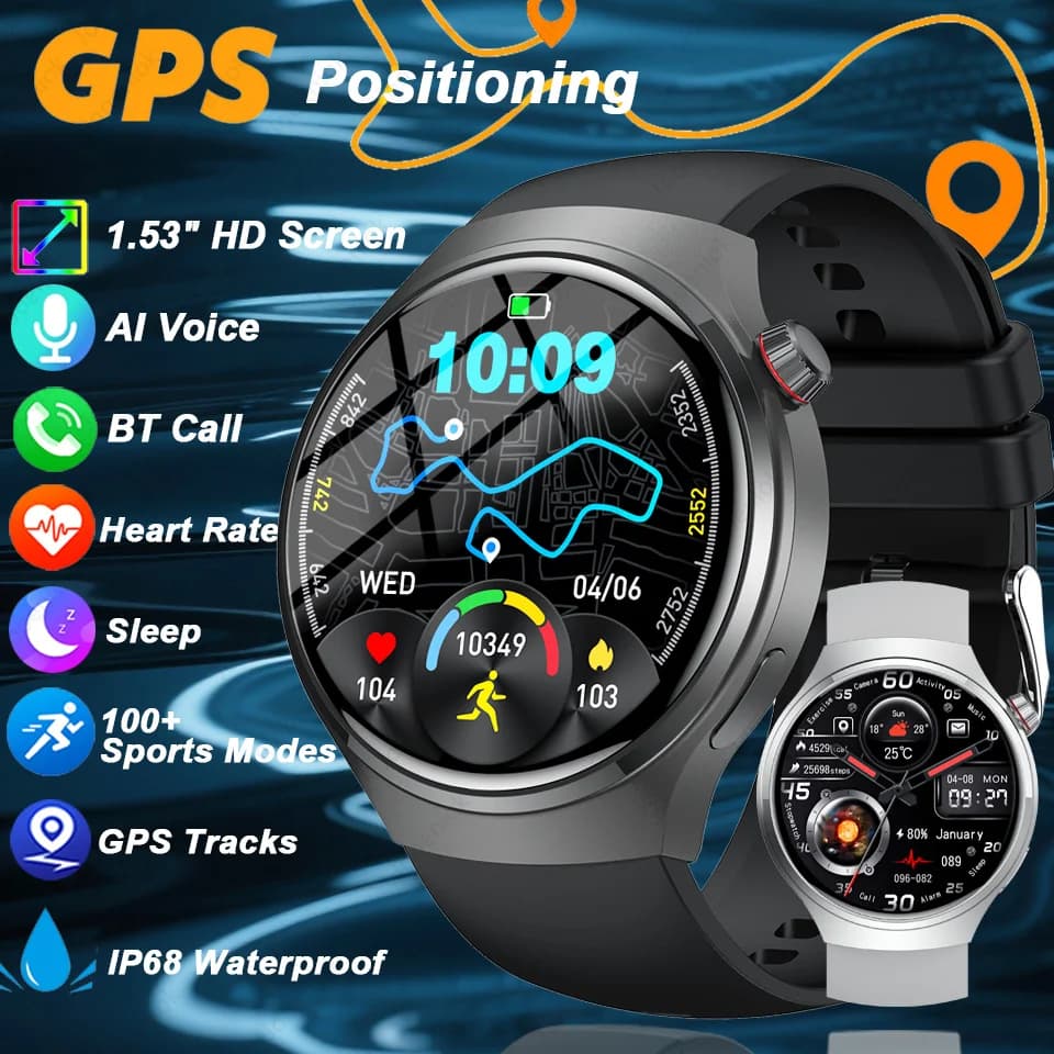 2025 Nuovo Smartwatch da esterno da uomo sportivo GPS orologio da 1.53 pollici Bluetooth chiamata frequenza cardiaca orologio intelligente impermeabile uomo per Android IOS