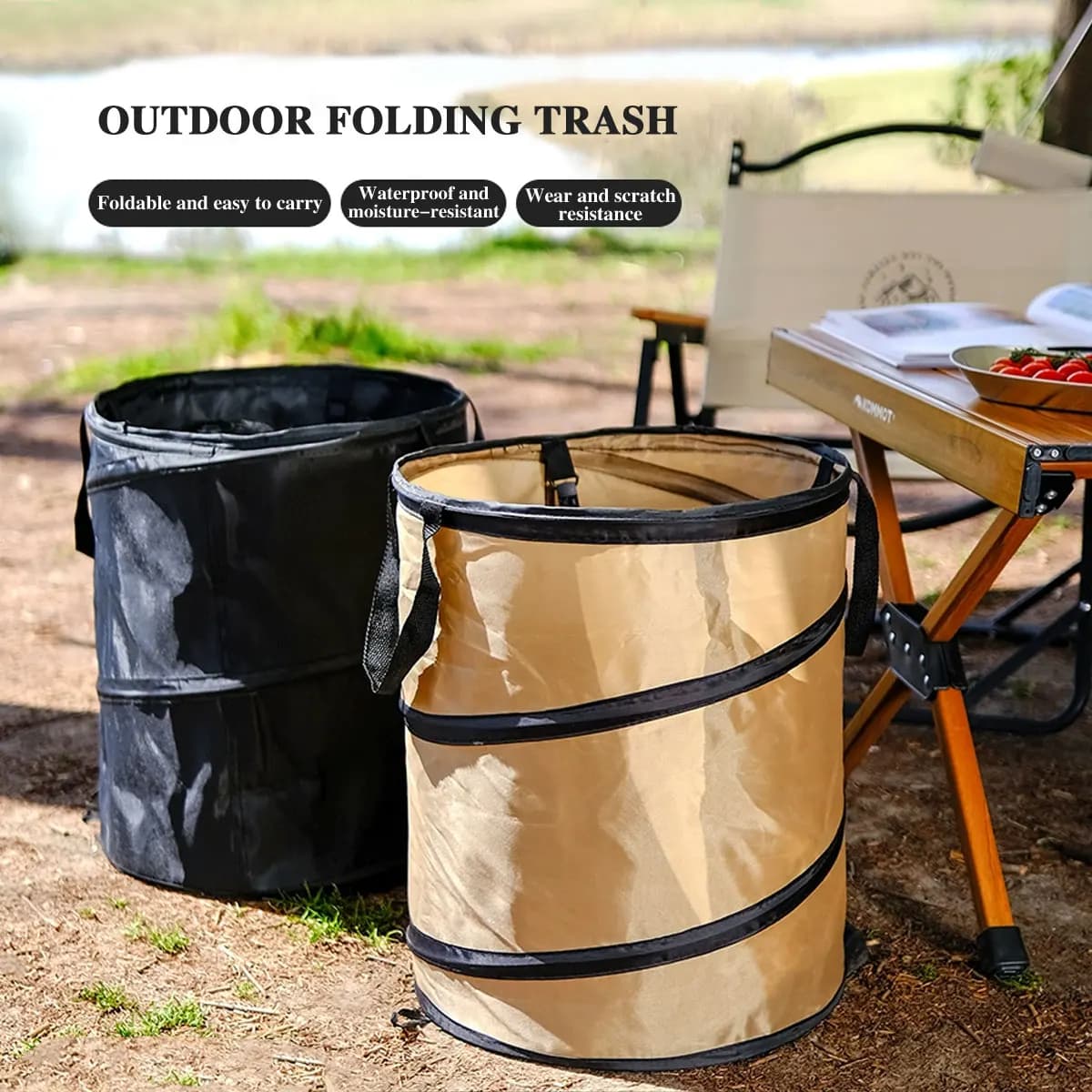 Pattumiera pop-up da 1 pezzo, pattumiera pieghevole da campeggio portatile all'aperto Pattumiera da campeggio Pattumiera da giardinaggio Borsa per immondizia da giardino Foglia Buck