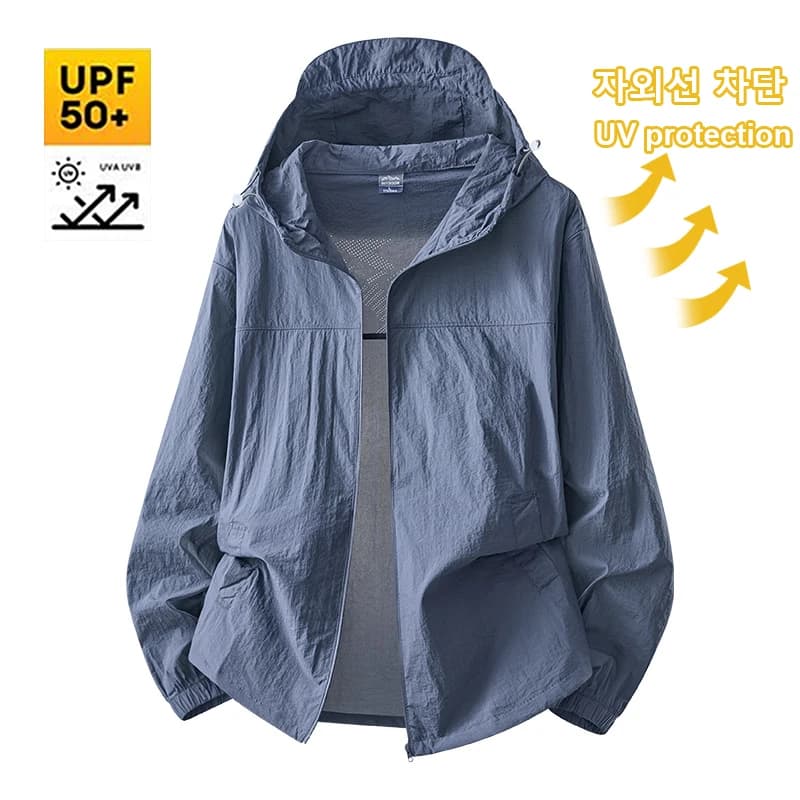 Men Ultrathin Waterproof Sun Protection Clothing Summer Casual Loose Quick-dry Breathable Lightweight Hooded Sports Windbreaker