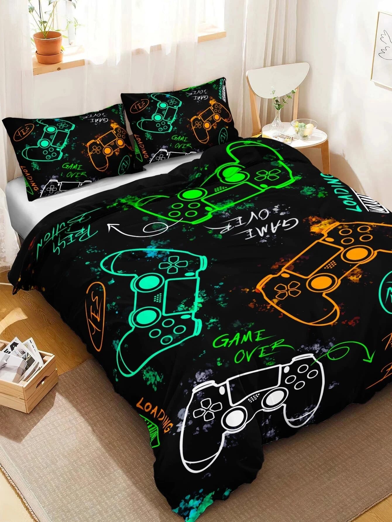 Set di biancheria da letto per giocatori per ragazzi Set copripiumino da gioco Copripiumino per videogiochi Queen, set da letto per disegni PlayStation per ragazzi adolescenti