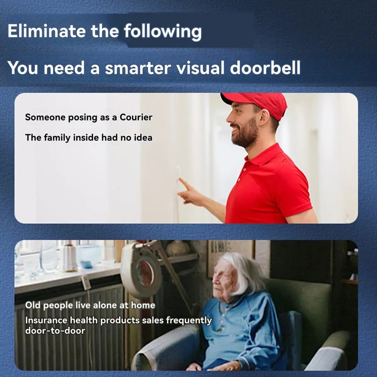 【Doorbell】 Wireless WIFI Doorbell Video Intercom Door Bell with Camera 2MP Smart Home for Security Protection PIR Motion Detecti