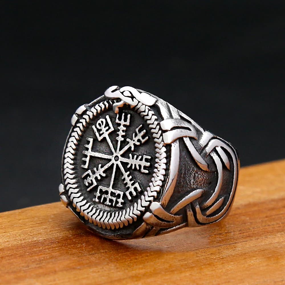 Anello bussola vichingo punk Anelli drago nordico in acciaio inossidabile per uomo Donna Regali unici di gioielli con amuleto animale Dropshipping