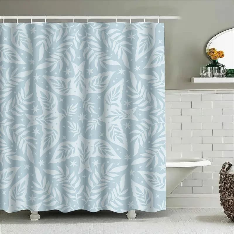 Tenda da doccia impermeabile in stile moderno Stampa floreale blu Decorazioni per il bagno Divisorio per la privacy per i bagni di casa
