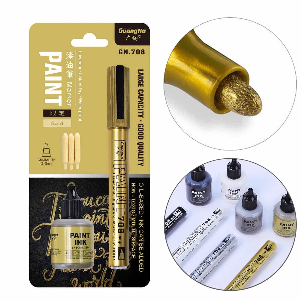 Pennarelli a vernice metallizzata con set di inchiostri Oro Argento Bianco 2 mm Pennarelli artistici per artigianato Manga Scrapbooking Articoli di cancelleria