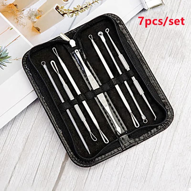 7 Pz/set In Acciaio Inox Brufolo Rimozione Strumenti Per La Cura Della Pelle Bellezza Acne Rimozione di Comedone Aghi Per Rimuovere Punti Neri Brufolo Strumenti