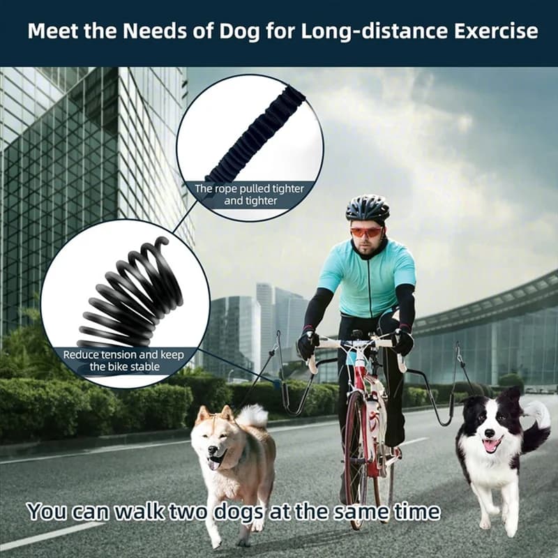 A25F-Per l'equitazione Esercizio Ciclismo Guinzaglio per bici per cani Attacco per carichi pesanti Guinzaglio per bicicletta per cani a mani libere