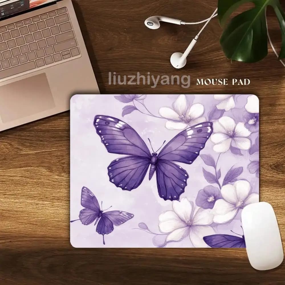 Mouse mat with purple butterfly 40X45 cm Office game table mats large square computers rubber non-slip mouse mats Small decoration desk mats