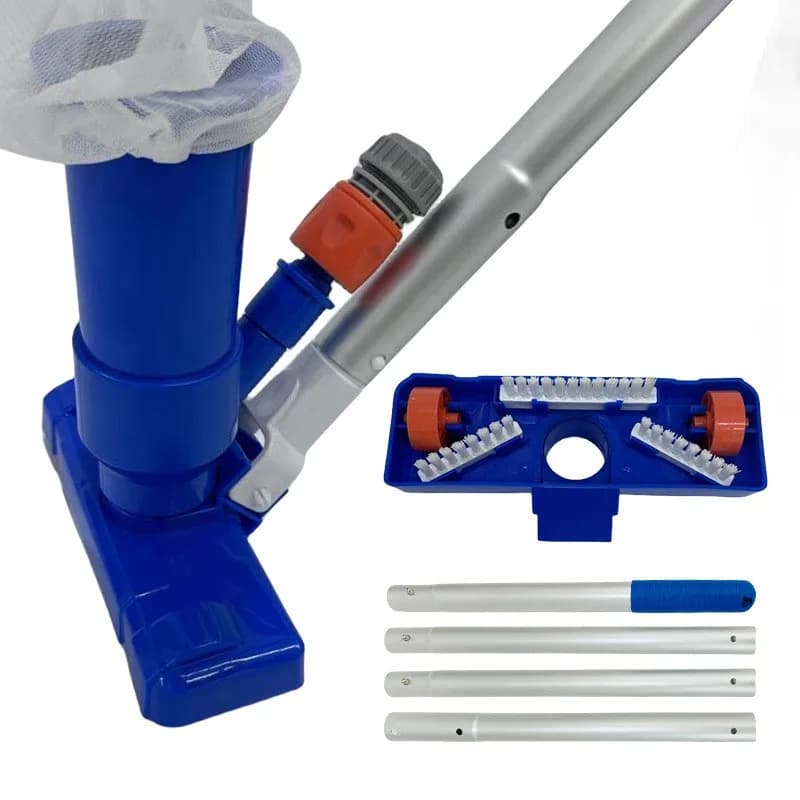 Kit di Pulizia per Piscina con Asta a 4 Sezioni e Aspiratore Subacqueo