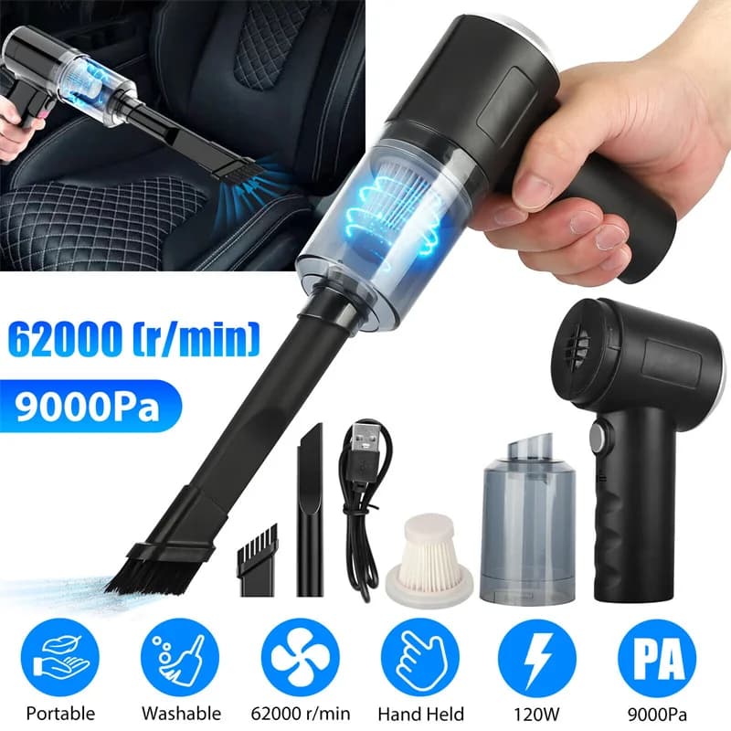 Aspirapolvere Wireless 2 In 1 a doppio uso per la casa e l'auto 120W aspirapolvere potente ad alta potenza nero