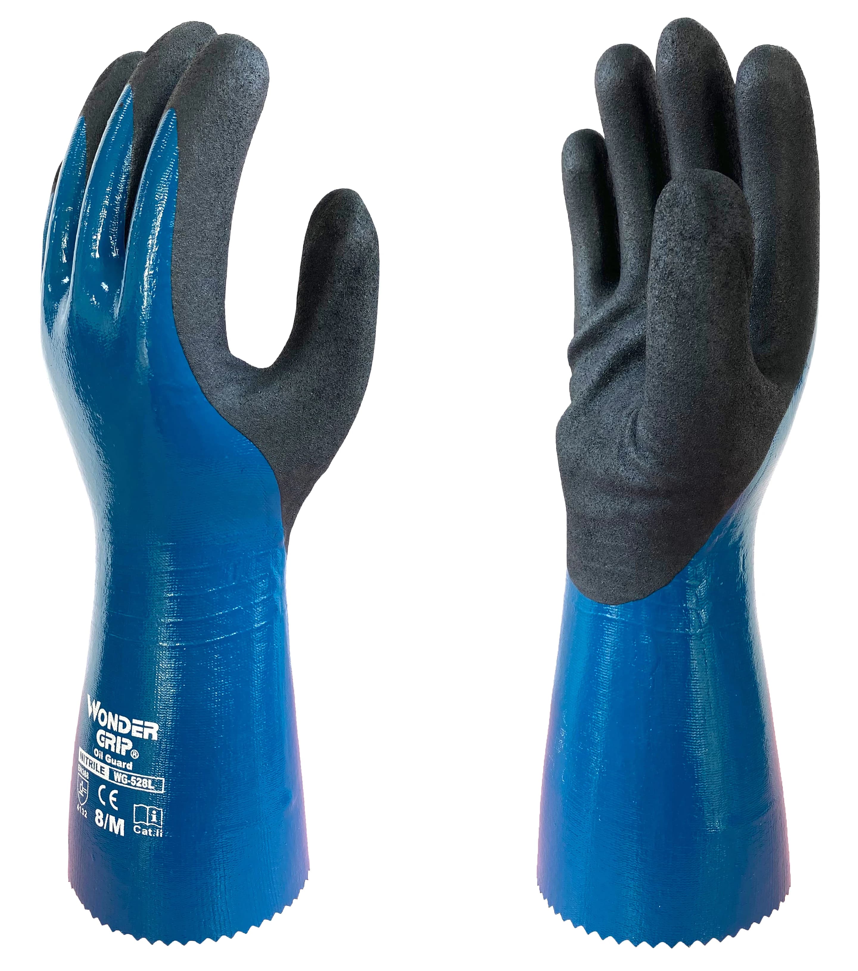 Guanti da lavoro resistenti all'olio Sicurezza Nitrile Polsino lungo completamente immerso Gas Antiscivolo biotico Impermeabile a base di acido Resistente agli agenti chimici